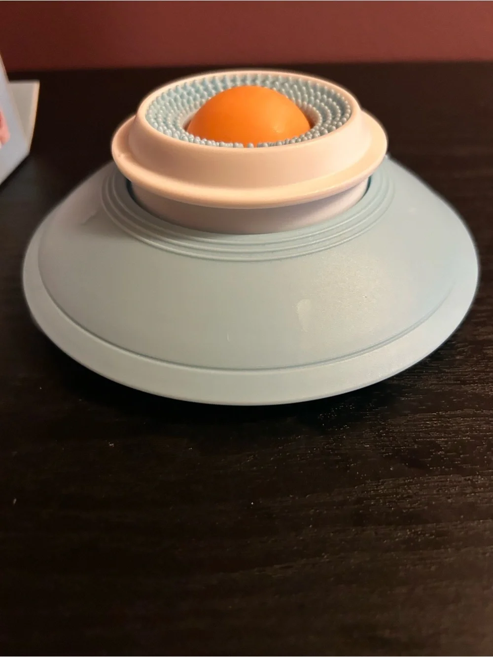 Pet Licking Plate - Light Blue with Orange Center